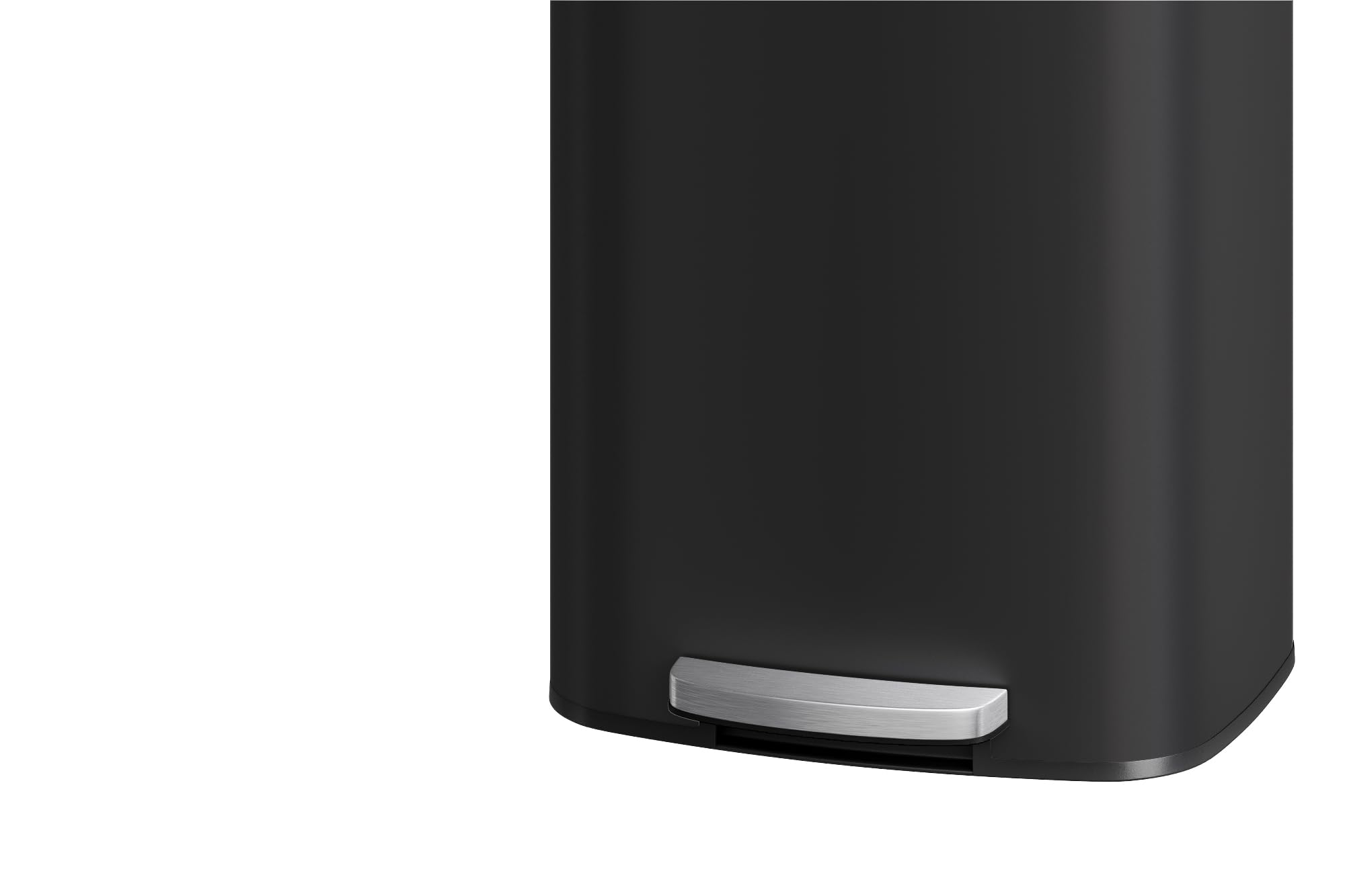 Garvee 13 gal / 50 L Stainless Steel Trash Can with Lid, Large Garbage Can for Kitchen, Rustproof Step-on Kitchen Metal Trash Bin with Liner Rim, Rear Handle, Soft Close Plastic Lid, Silver
