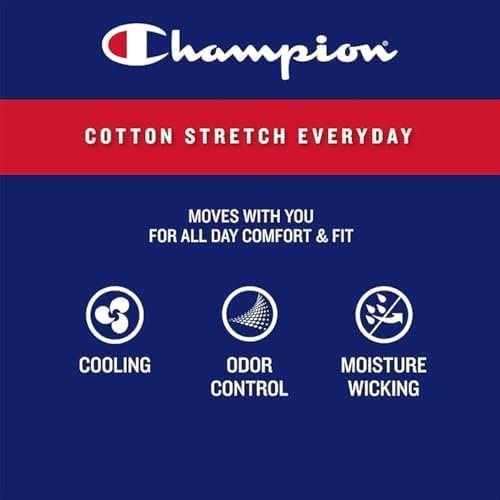 Champion Men's Everyday Cotton Stretch 5 Pack Boxer Briefs, Total Support Pouch, Moisture-Wicking, No Ride-up Fit