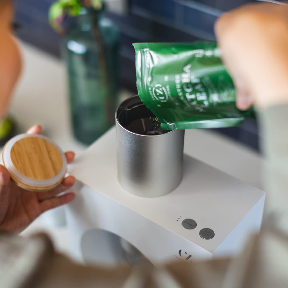 Matcha Maker Starter Kit, an Innovative At-home Matcha Machine that Produces Freshly Ground Matcha from Organic Shade-grown Japanese Tea Leaves (White)