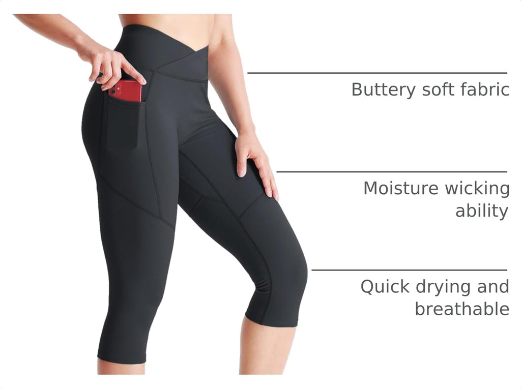 NELEUS Women's Yoga Running Capris Tummy Control High Waist Workout Pants