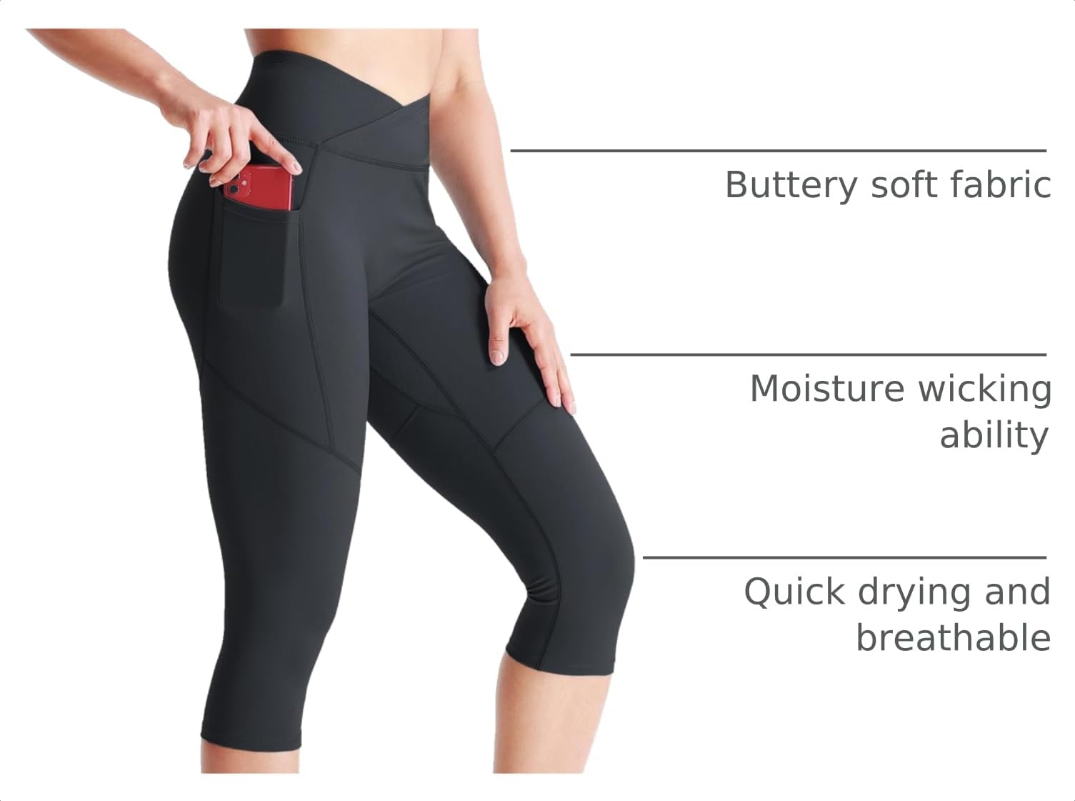 NELEUS Women's Yoga Running Capris Tummy Control High Waist Workout Pants