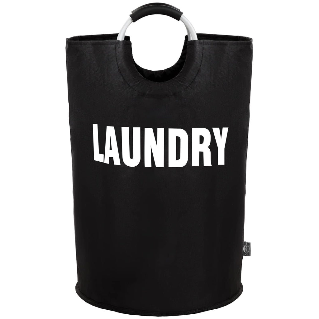 DOKEHOM 90L Large Laundry Basket, Collapsible Laundry Bag, Black | Freestanding tall clothes hamper & foldable washing bin. High-capacity clothes storage basket with durable sturdy handles