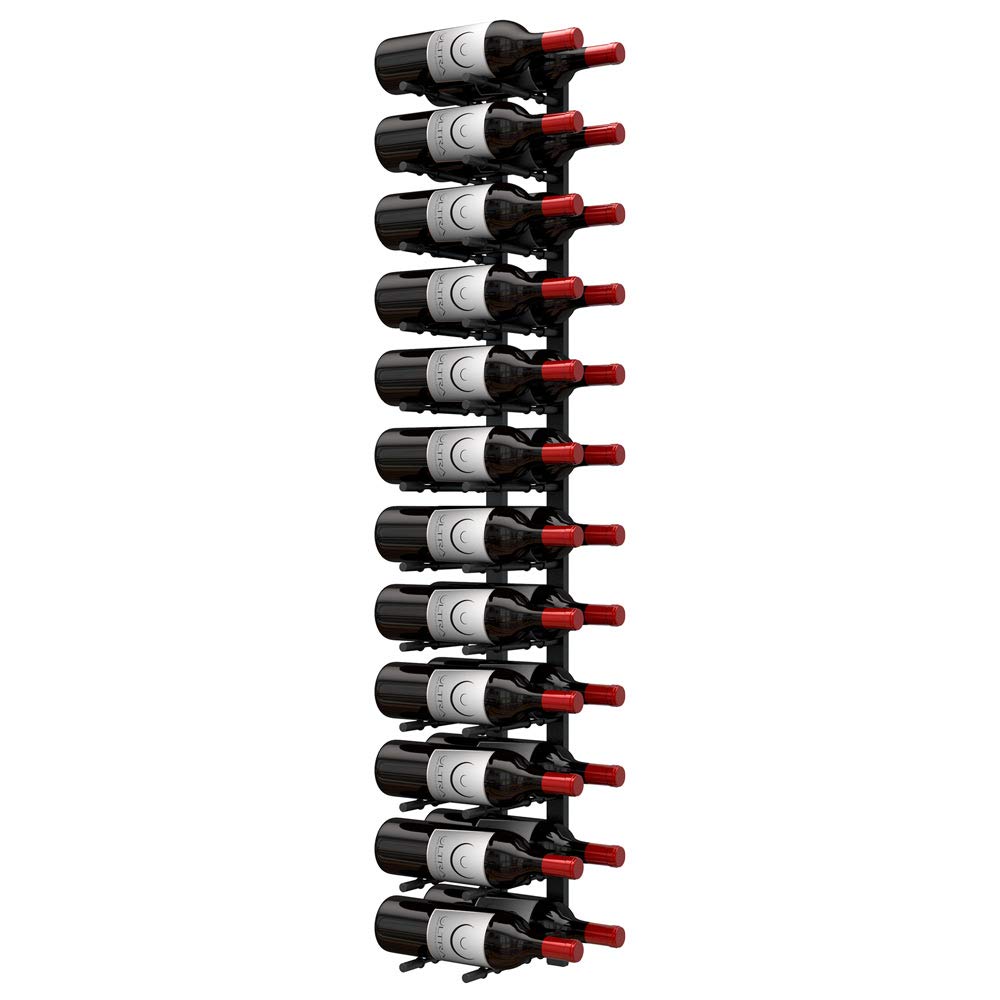 Ultra Wine Racks Wall Mounted Label-Out Wine Racks (4 Foot 2 Deep, Matte Black, 24 Wine Bottles) - Modern Metal Wine Storage, Modular Design for Home Bar, Kitchen, Dining Rooms, & Wine Cellars