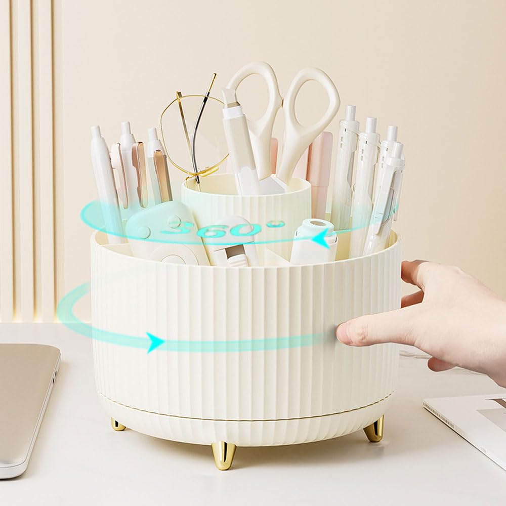 Gawsey Pink Desk Organizers and Accessories with Desk Organizer 360° Rotating Pen Holder and Office Supplies, Cute Stationery Supplies Set