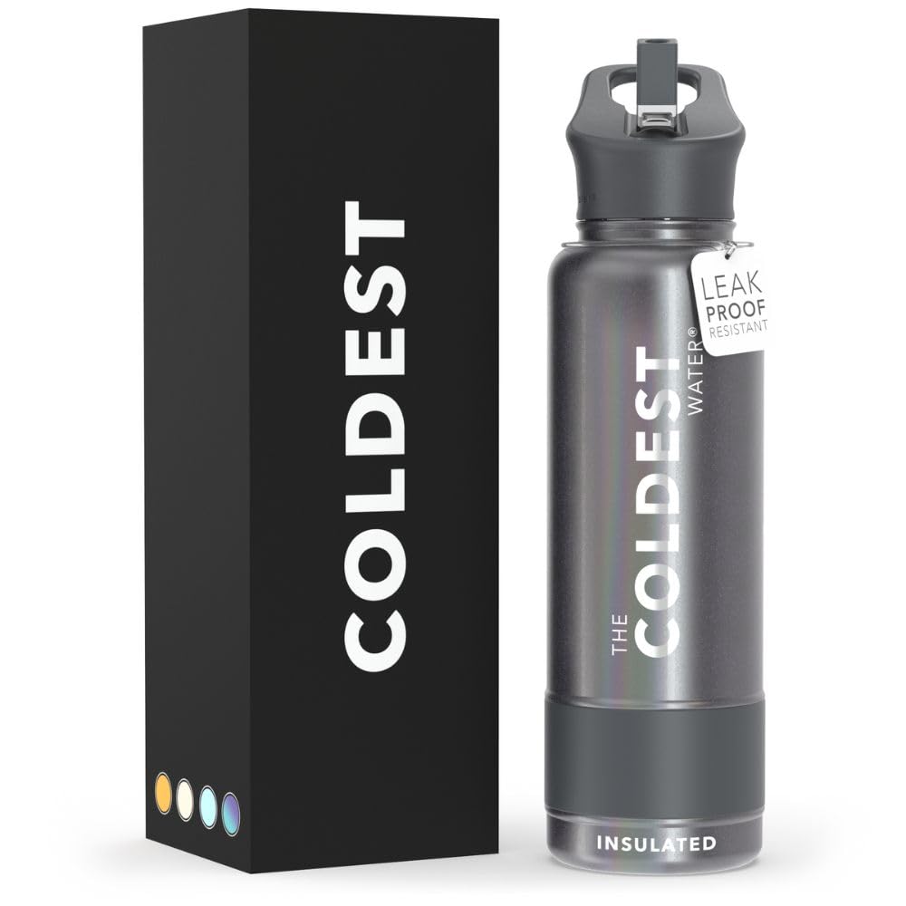 Coldest Insulated Water Bottle with Straw Lid - Stainless Steel Metal Insulated Bottle for Men & Women (Oceanic Green, 32 oz)