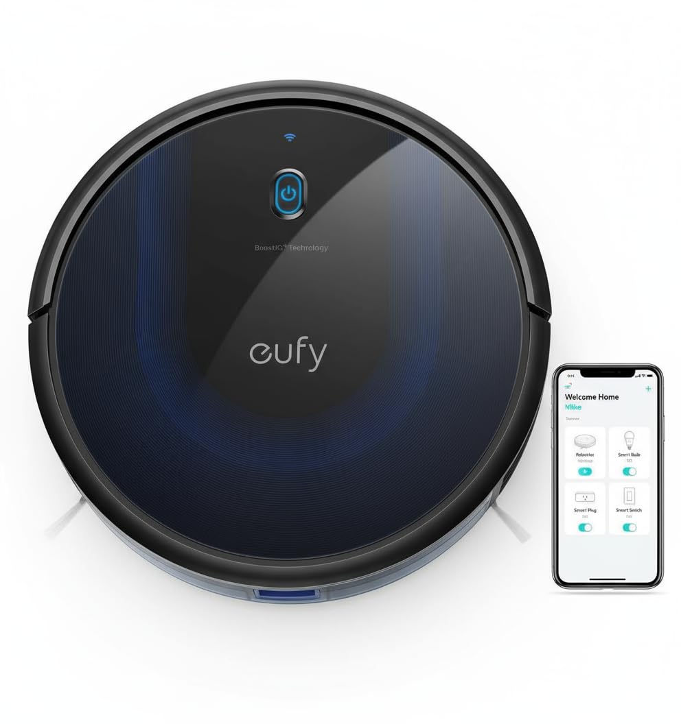 eufy 11S MAX Robot Vacuum Cleaner, Super Thin, Quiet | Self-Charging, Easy to use, Cleans Hard Floors to Medium-Pile Carpets, Black