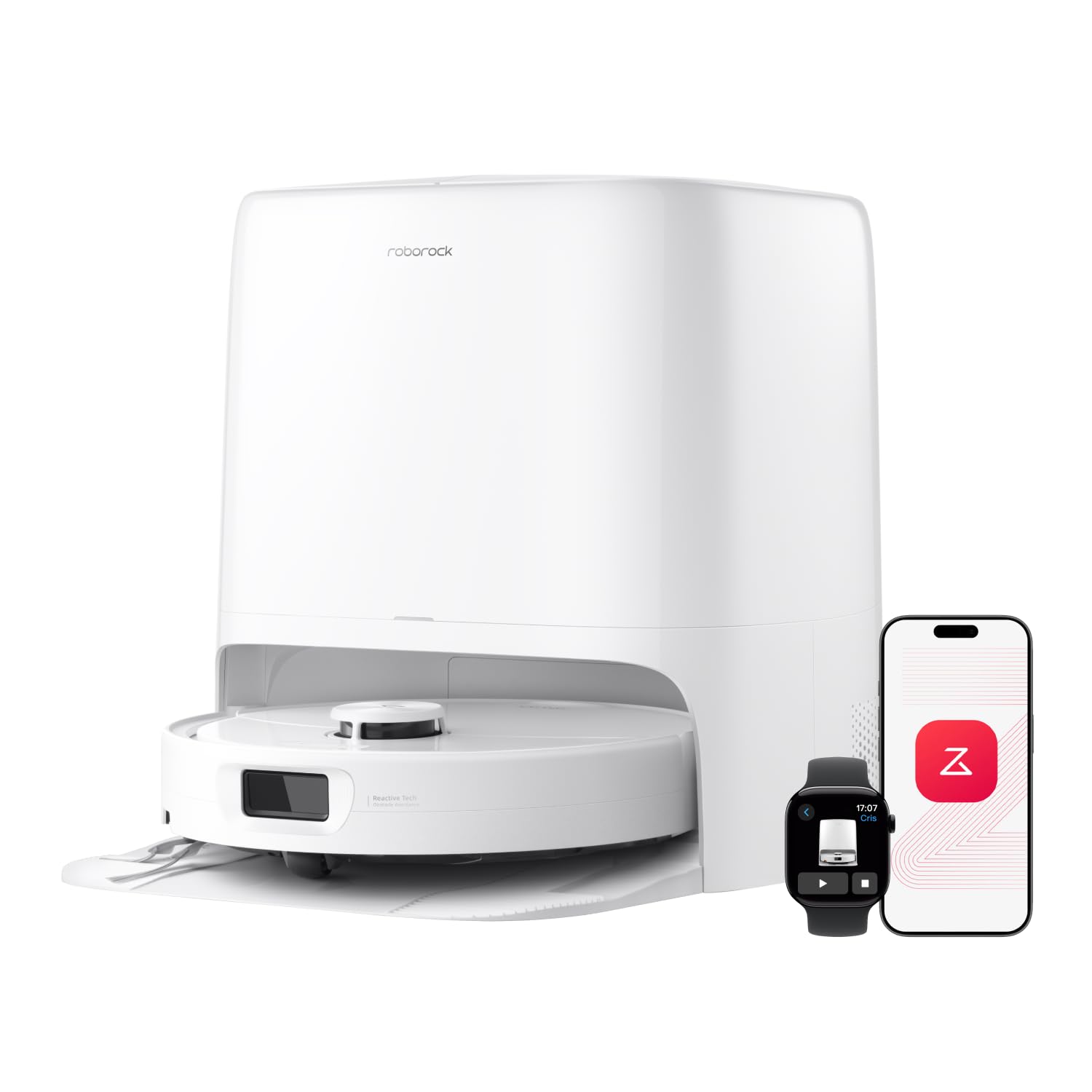 roborock Qrevo S5V Robot Vacuum and Mop, FlexiArm Edge Mopping, 12,000Pa Suction, Dual Zero-Tangle System, Smart Obstacle Avoidance, 10mm Mop Lifting, Auto Mop Washing&Drying, Self-Emptying&Refilling