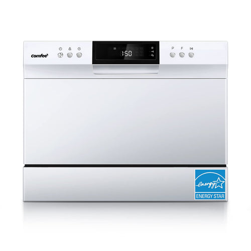 COMFEE’ Countertop Dishwasher, Energy Star Portable Dishwasher, 6 Place Settings & 8 Washing Programs, Speed, Baby-Care, ECO& Glass, Dish Washer for Dorm, RV& Apartment, Black