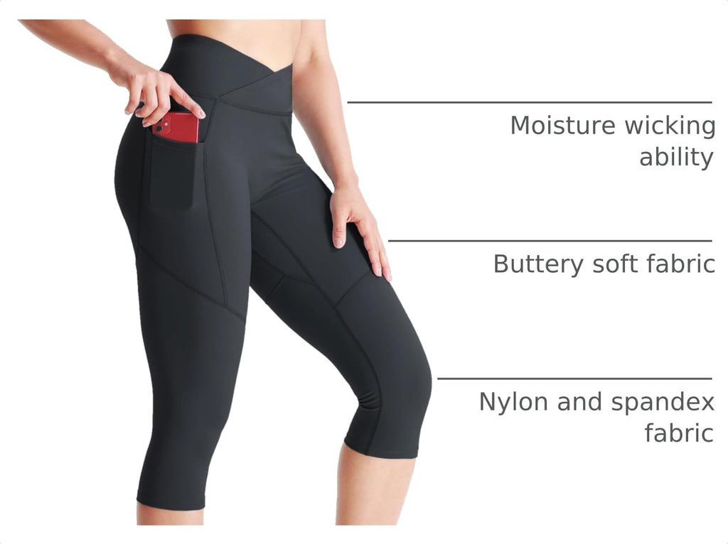 NELEUS Women's Yoga Running Capris Tummy Control High Waist Workout Pants