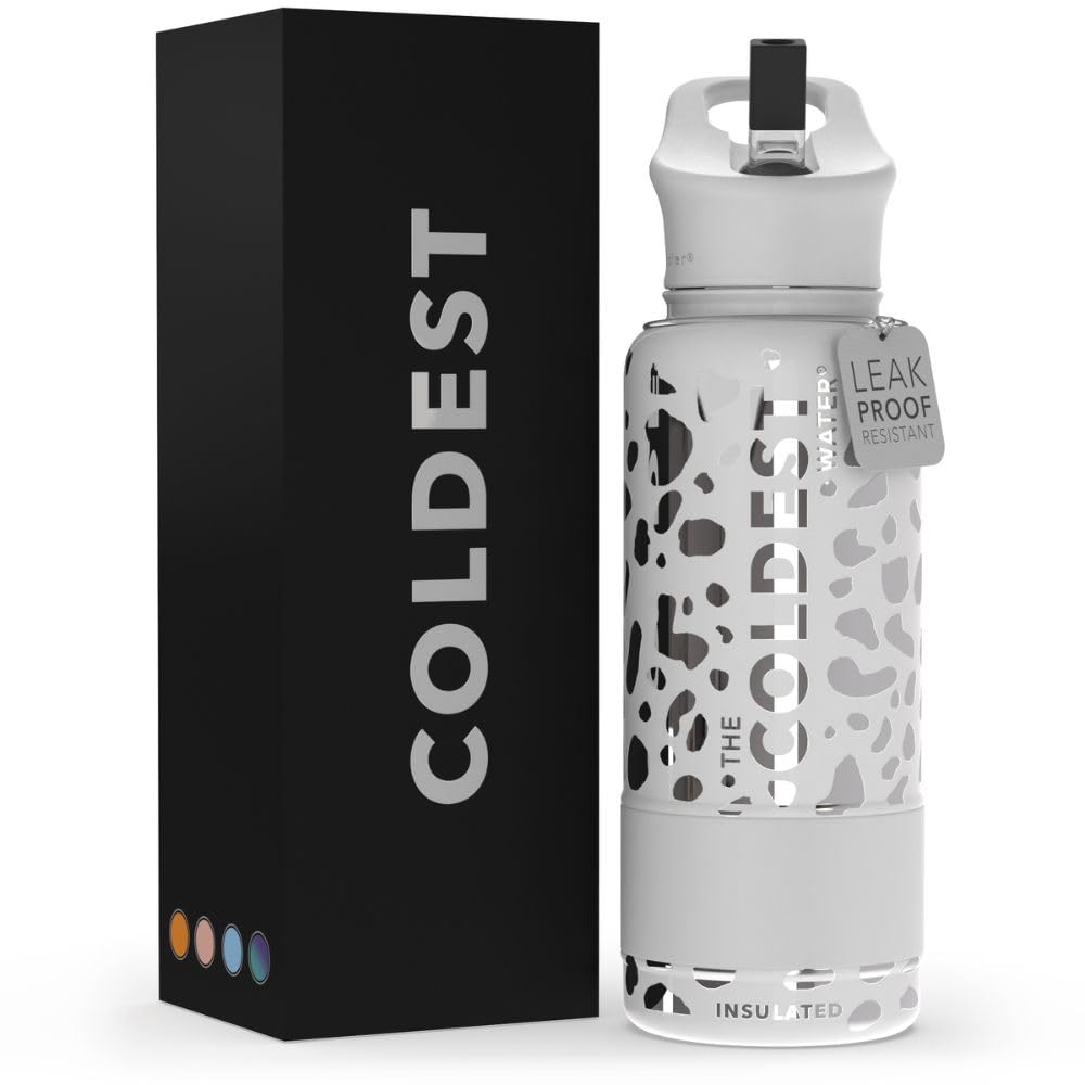 Coldest Insulated Water Bottle with Straw Lid - Stainless Steel Metal Insulated Bottle for Men & Women (Oceanic Green, 32 oz)