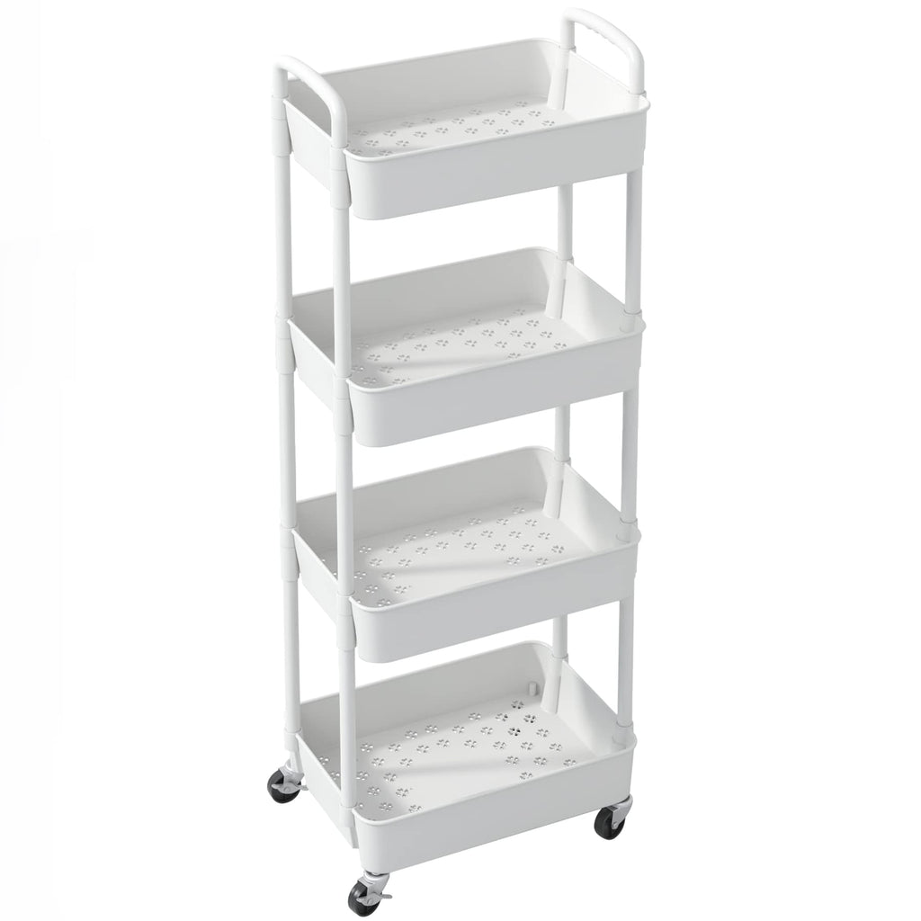 Sywhitta 3-Tier Plastic Rolling Utility Cart with Handle, Multi-Functional Storage Trolley for Office, Living Room, Kitchen, Movable Storage Organizer with Wheels, Black