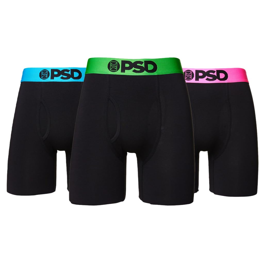 PSD Underwear Mens Boxer Briefs - 3 & 6 Pack, Mid & Standard Length, Soft & Breathable Boxer Briefs for Men