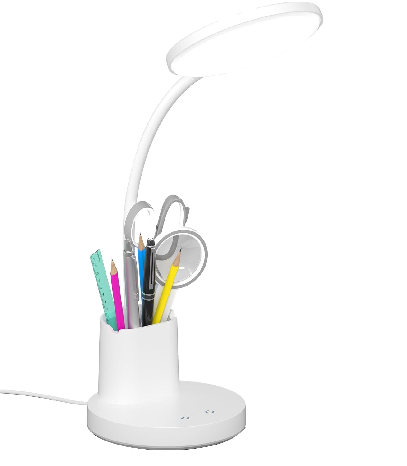 LED Desk Lamp with Wireless Charger for Home Office, Black | 3 Color Modes Dimmable Eye-Caring Study Desk Light for College Dorm Room, 360° Flexible Arm, Built-in Pen Holder, 800 Lumen