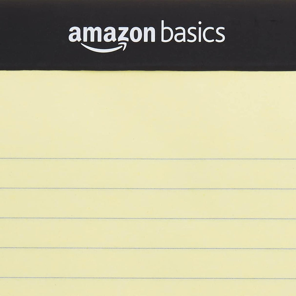 Amazon Basics Narrow Ruled Writing Pads, Perforated, 5" x 8", Multicolor, 6-Pack of 50 Sheets
