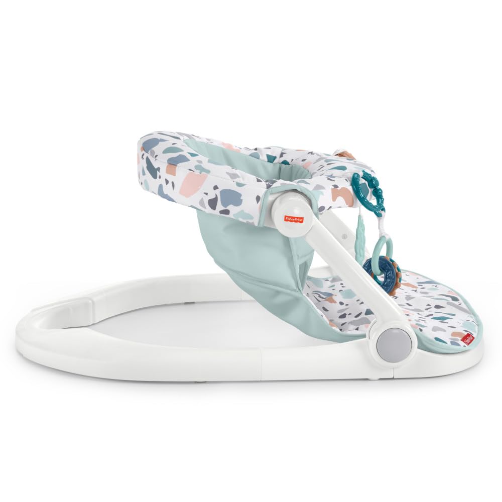 Fisher-Price Portable Baby Chair Sit-Me-Up Floor Seat with Developmental Toys & Machine Washable Seat Pad, Rainbow Showers