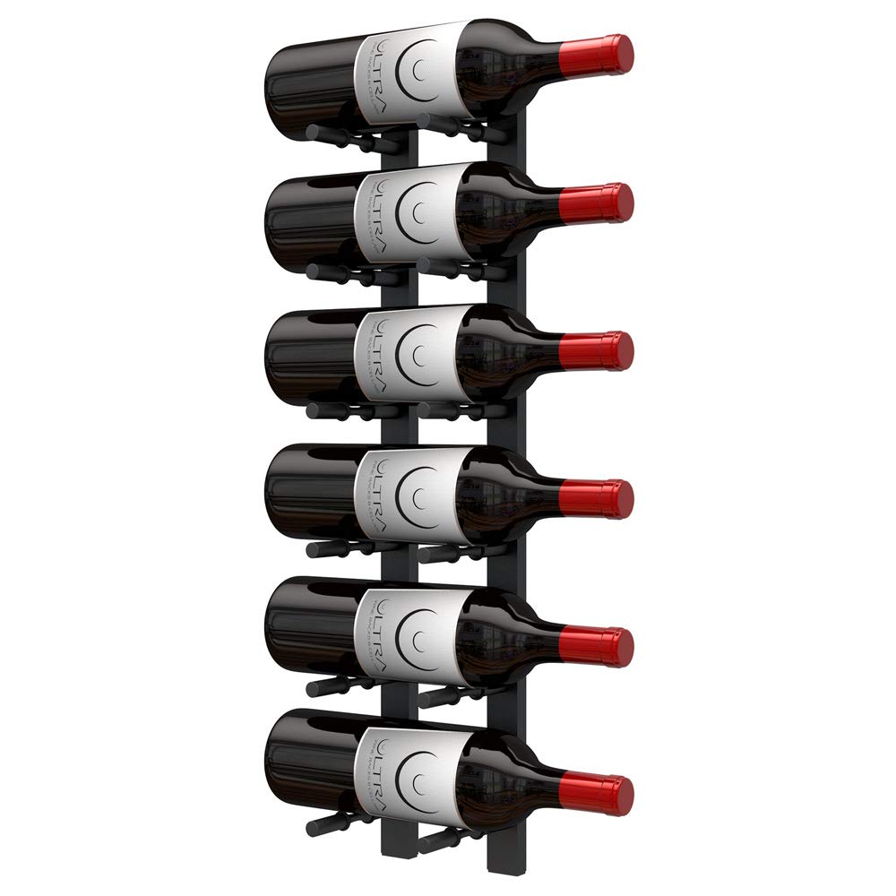 Ultra Wine Racks Wall Mounted Label-Out Wine Racks (4 Foot 2 Deep, Matte Black, 24 Wine Bottles) - Modern Metal Wine Storage, Modular Design for Home Bar, Kitchen, Dining Rooms, & Wine Cellars