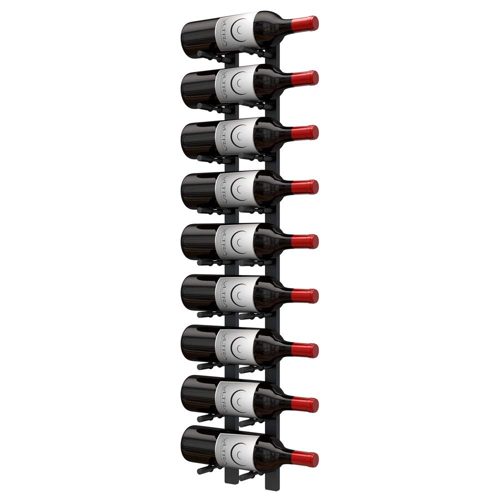 Ultra Wine Racks Wall Mounted Label-Out Wine Racks (4 Foot 2 Deep, Matte Black, 24 Wine Bottles) - Modern Metal Wine Storage, Modular Design for Home Bar, Kitchen, Dining Rooms, & Wine Cellars