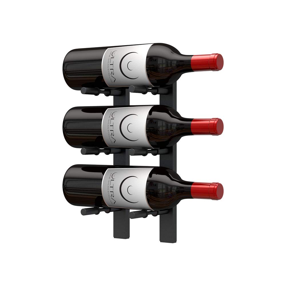 Ultra Wine Racks Wall Mounted Label-Out Wine Racks (4 Foot 2 Deep, Matte Black, 24 Wine Bottles) - Modern Metal Wine Storage, Modular Design for Home Bar, Kitchen, Dining Rooms, & Wine Cellars