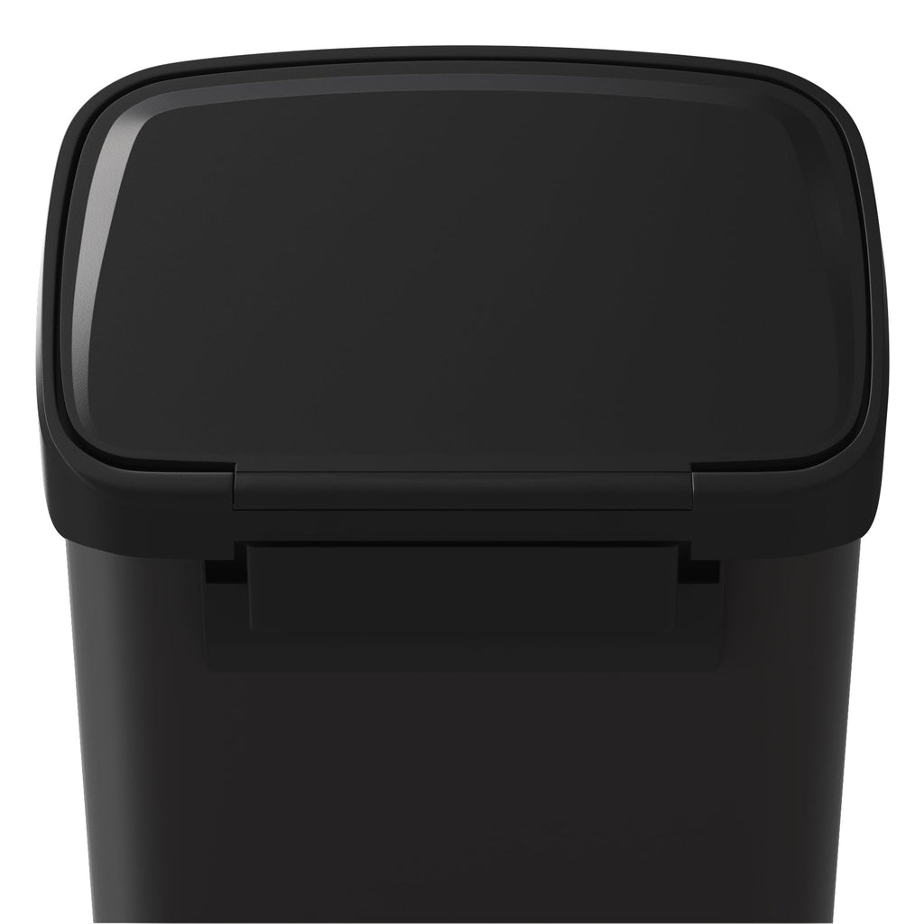 Garvee 13 gal / 50 L Stainless Steel Trash Can with Lid, Large Garbage Can for Kitchen, Rustproof Step-on Kitchen Metal Trash Bin with Liner Rim, Rear Handle, Soft Close Plastic Lid, Silver