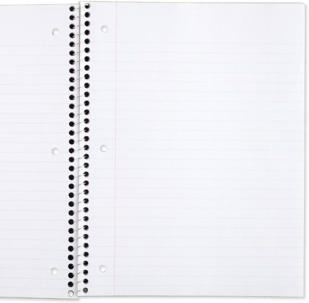 Mead Spiral Notebook, 6 Pack, 1 Subject, Wide Ruled Paper, 7-1/2" x 10-1/2", 70 Sheets per Notebook, Colors Will Vary (930201-ECM25)