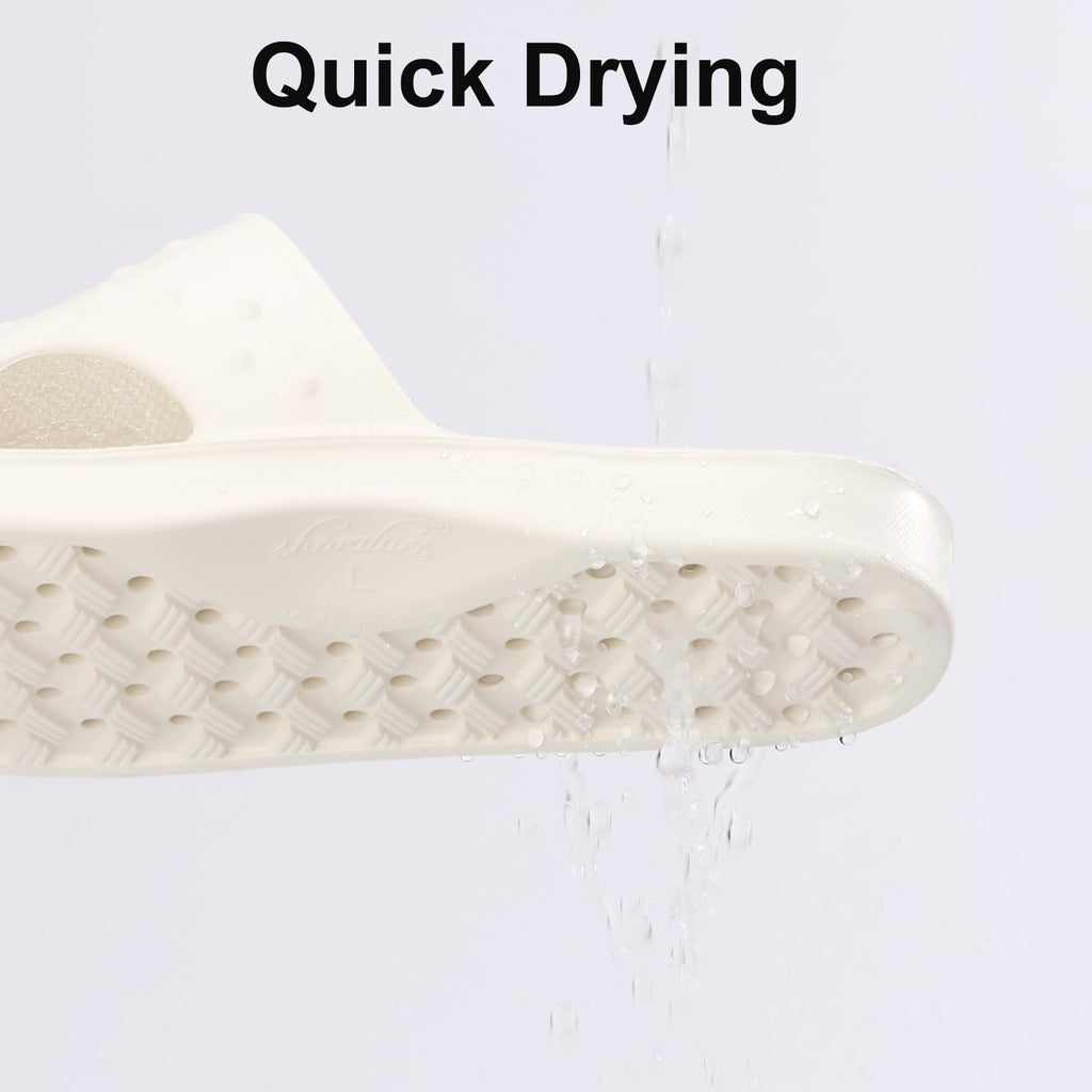 shevalues Shower Shoes for Women Men with Arch Support Quick Drying Pool Slides Lightweight Beach Sandals with Drain Holes