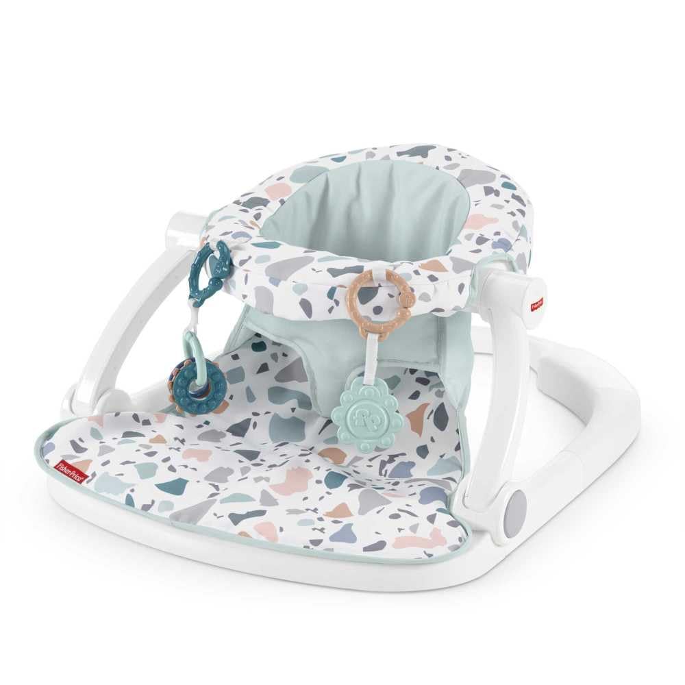 Fisher-Price Portable Baby Chair Sit-Me-Up Floor Seat with Developmental Toys & Machine Washable Seat Pad, Rainbow Showers