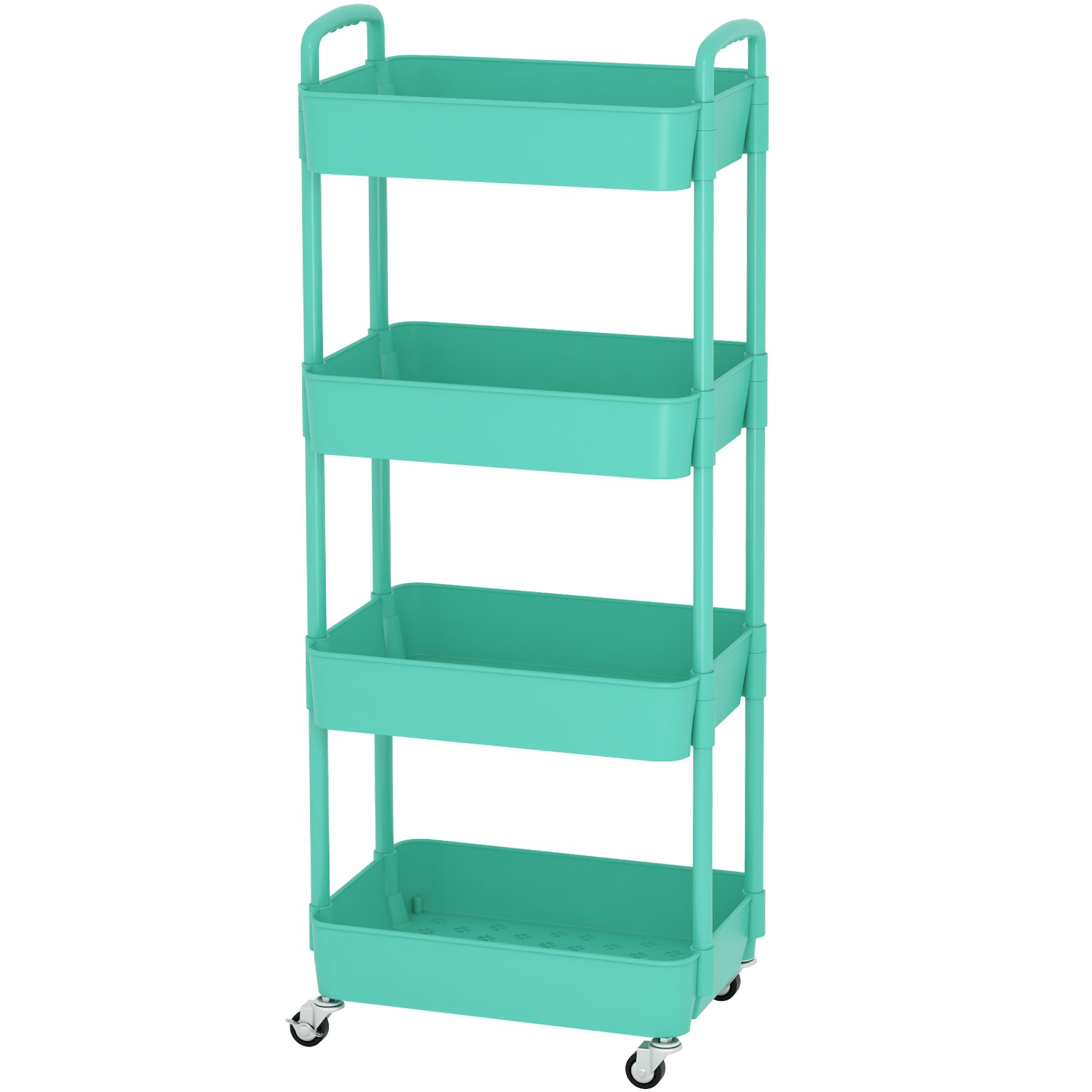 Sywhitta 3-Tier Plastic Rolling Utility Cart with Handle, Multi-Functional Storage Trolley for Office, Living Room, Kitchen, Movable Storage Organizer with Wheels, Black