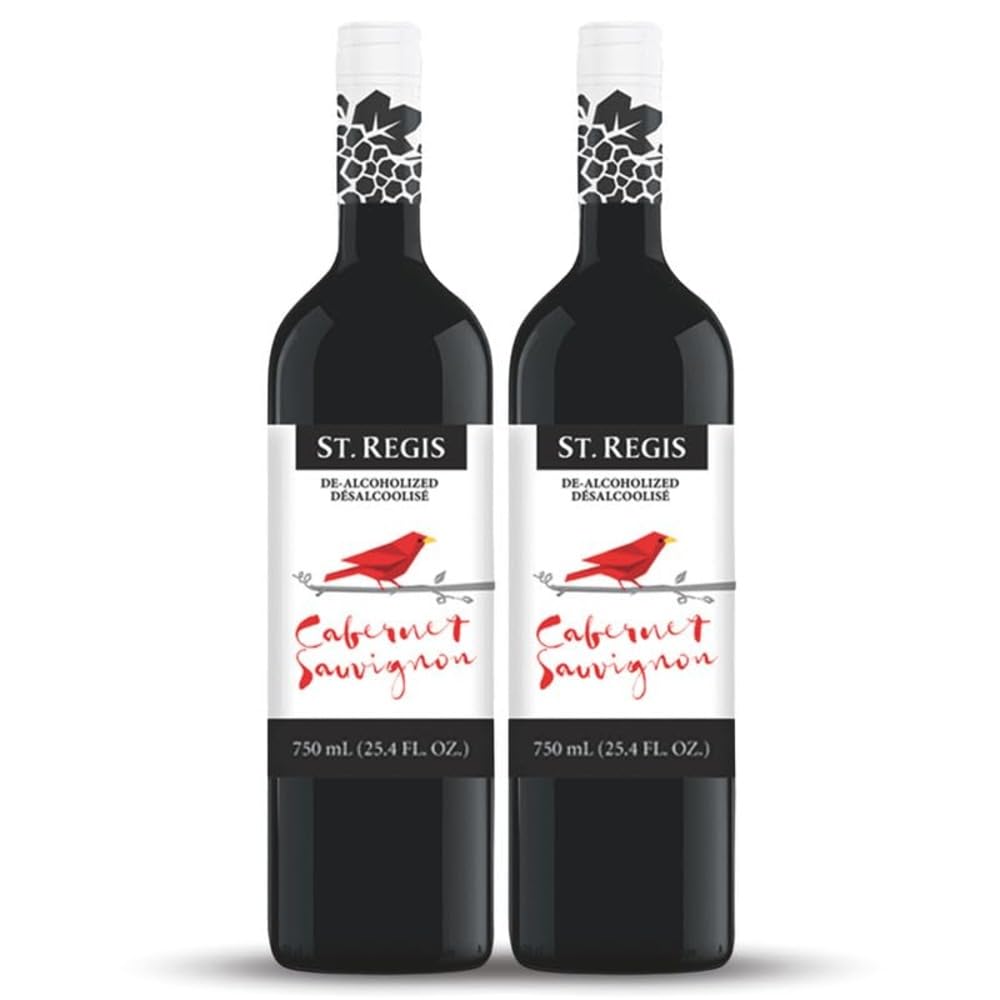 ST. REGIS Non-Alcoholic Cabernet Sauvignon, 25.4 Fl Oz (6 Pack) - Low Calorie, Low Sugar - Fruity & Spicy Rich Flavor from Spain