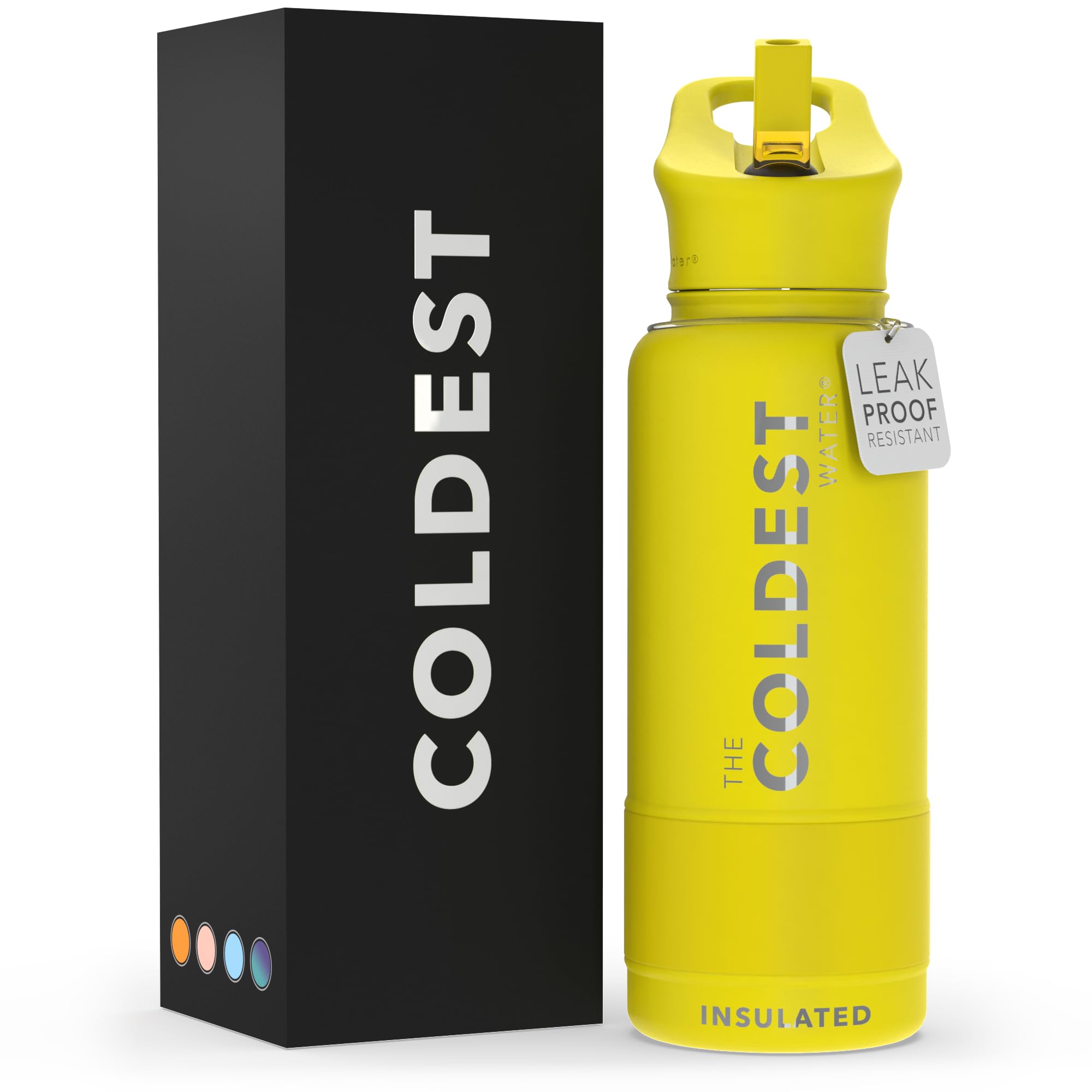 Coldest Insulated Water Bottle with Straw Lid - Stainless Steel Metal Insulated Bottle for Men & Women (Oceanic Green, 32 oz)