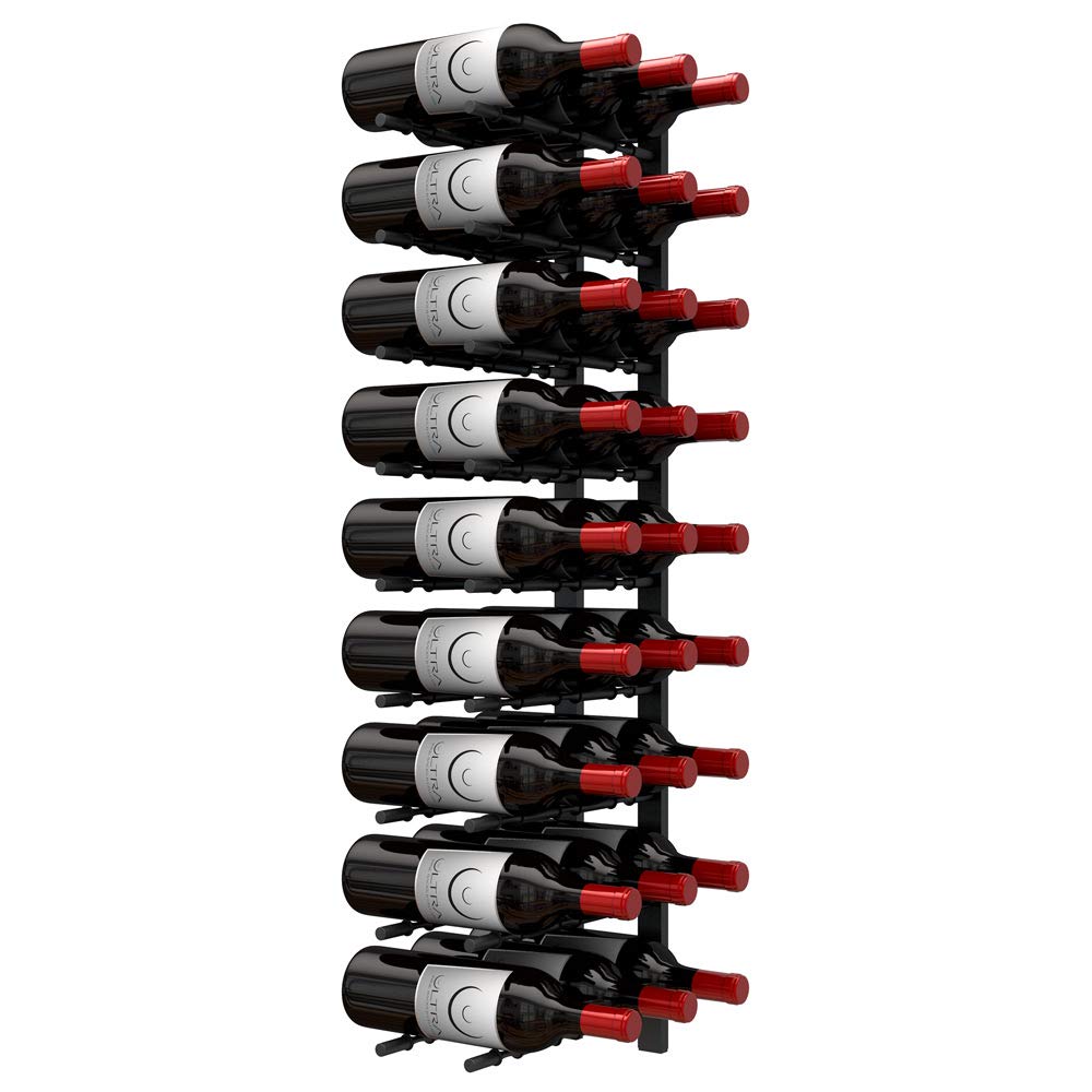 Ultra Wine Racks Wall Mounted Label-Out Wine Racks (4 Foot 2 Deep, Matte Black, 24 Wine Bottles) - Modern Metal Wine Storage, Modular Design for Home Bar, Kitchen, Dining Rooms, & Wine Cellars