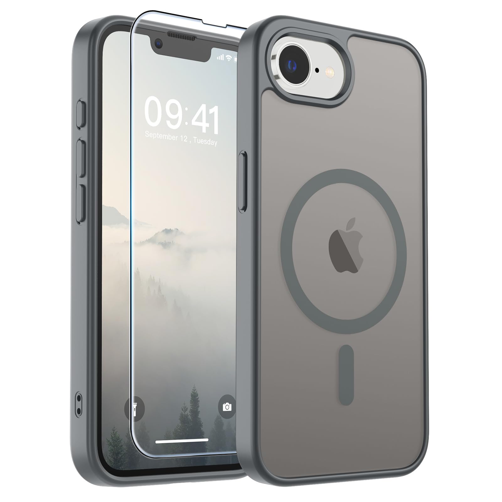 SUPFINE Magnetic for iPhone 17 Pro Max Case with Screen Protector (Compatible with MagSafe)(Military Grade Drop Protection) Translucent Matte Phone Cover,Dark Blue