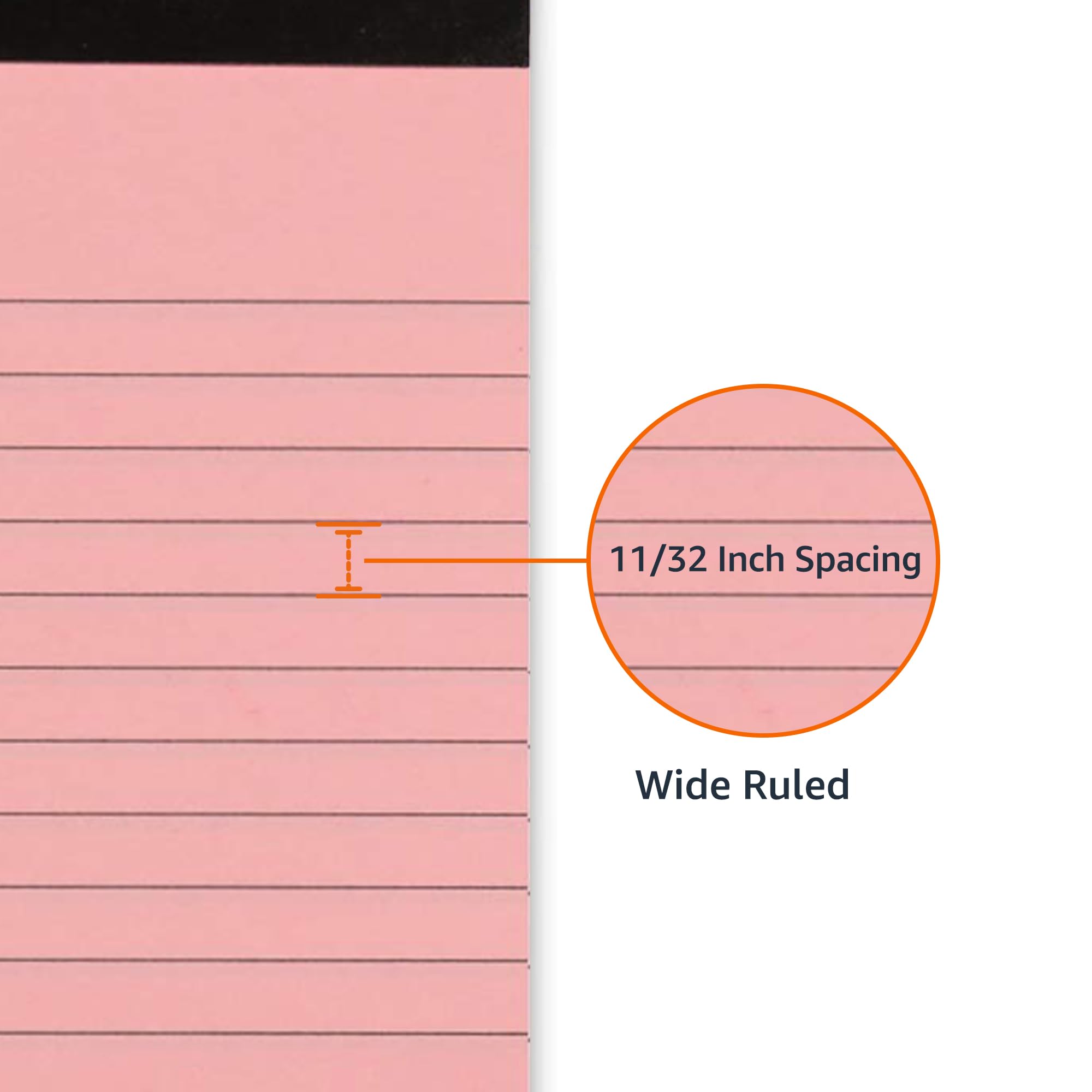 Amazon Basics Narrow Ruled Writing Pads, Perforated, 5" x 8", Multicolor, 6-Pack of 50 Sheets