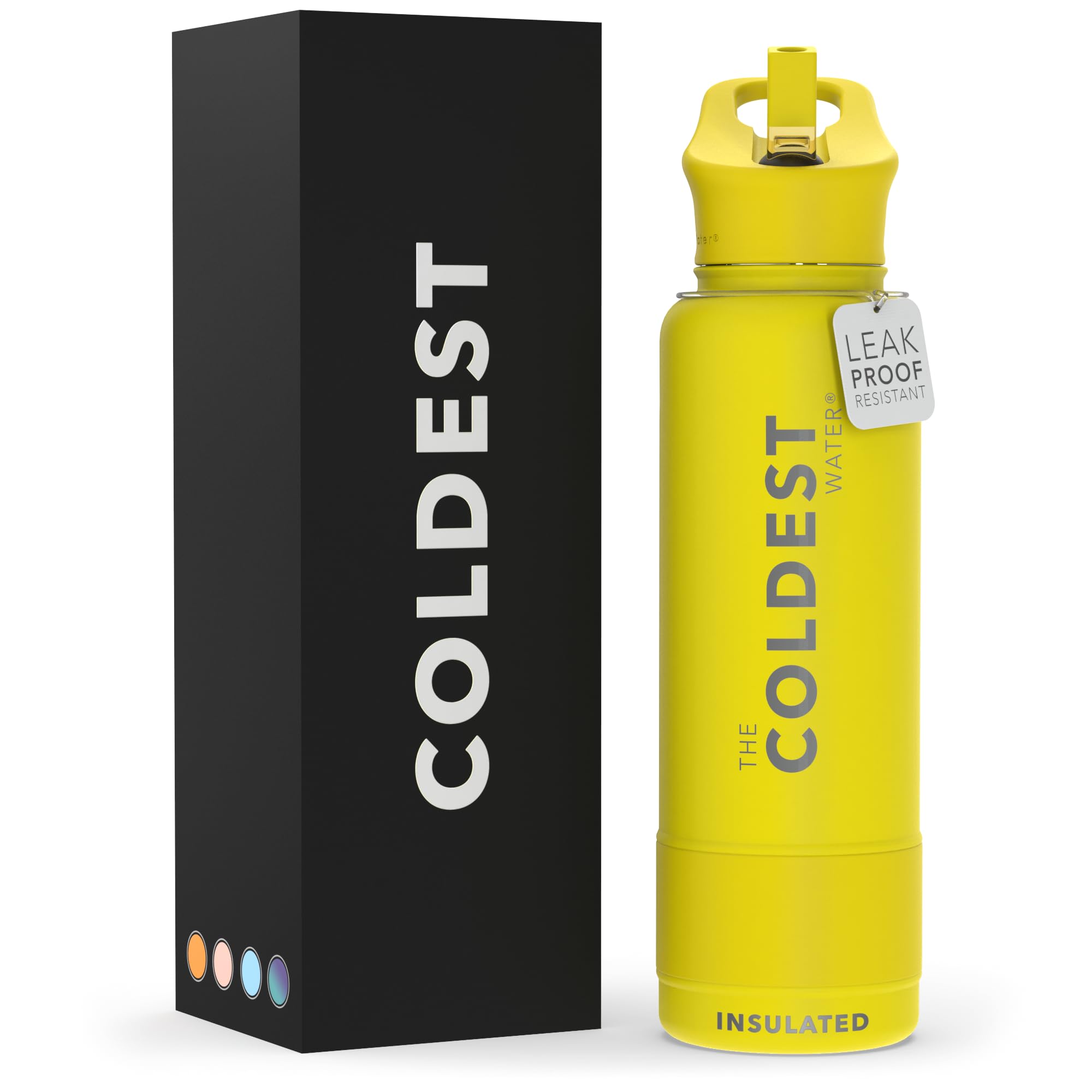 Coldest Insulated Water Bottle with Straw Lid - Stainless Steel Metal Insulated Bottle for Men & Women (Oceanic Green, 32 oz)