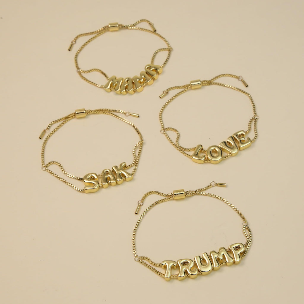Personalized Name Bracelet for Women | Custom Bubble Letter, Jewelry Gift for Mom, Bridesmaid, Girlfriend