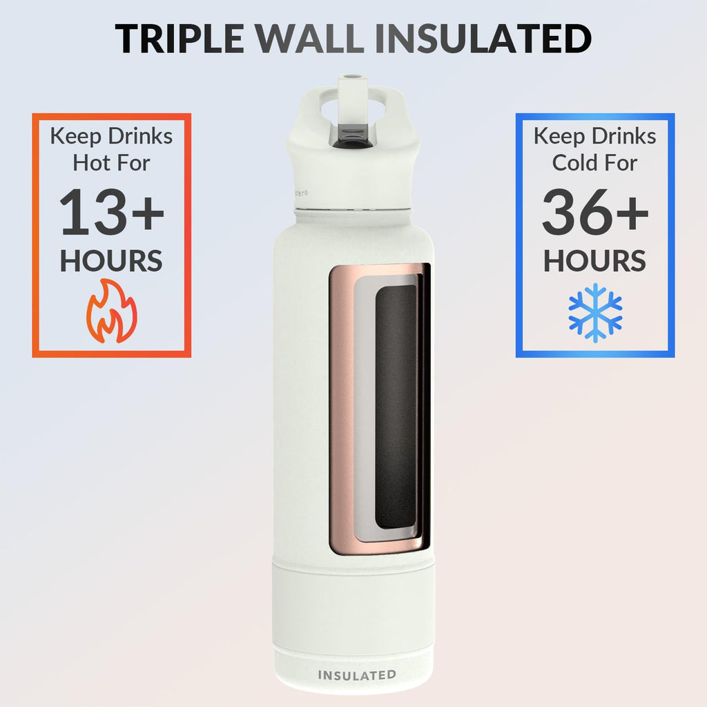 Coldest Insulated Water Bottle with Straw Lid - Stainless Steel Metal Insulated Bottle for Men & Women (Oceanic Green, 32 oz)