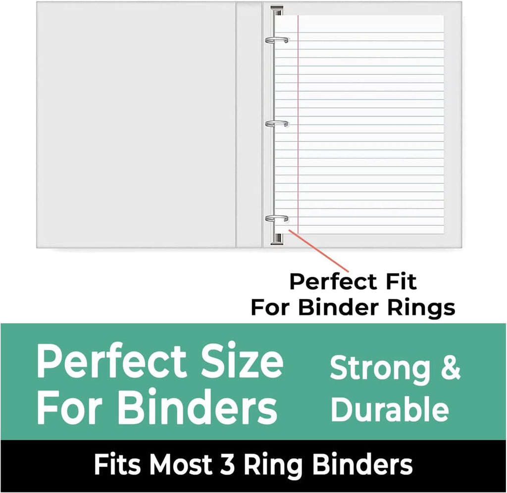 Rosmonde Loose Leaf Paper, 450 Sheets, 3 Pack, College Ruled Paper, 8" x 10.5", Bulk Office Filler Paper, 3 Hole Punched, 150 Sheets/Pack, 56 gsm Paper, College Ruled Notebook Paper for Binder, White | Bulk Office Filler Paper, 8" x 10.5", 3 Hole Punched,