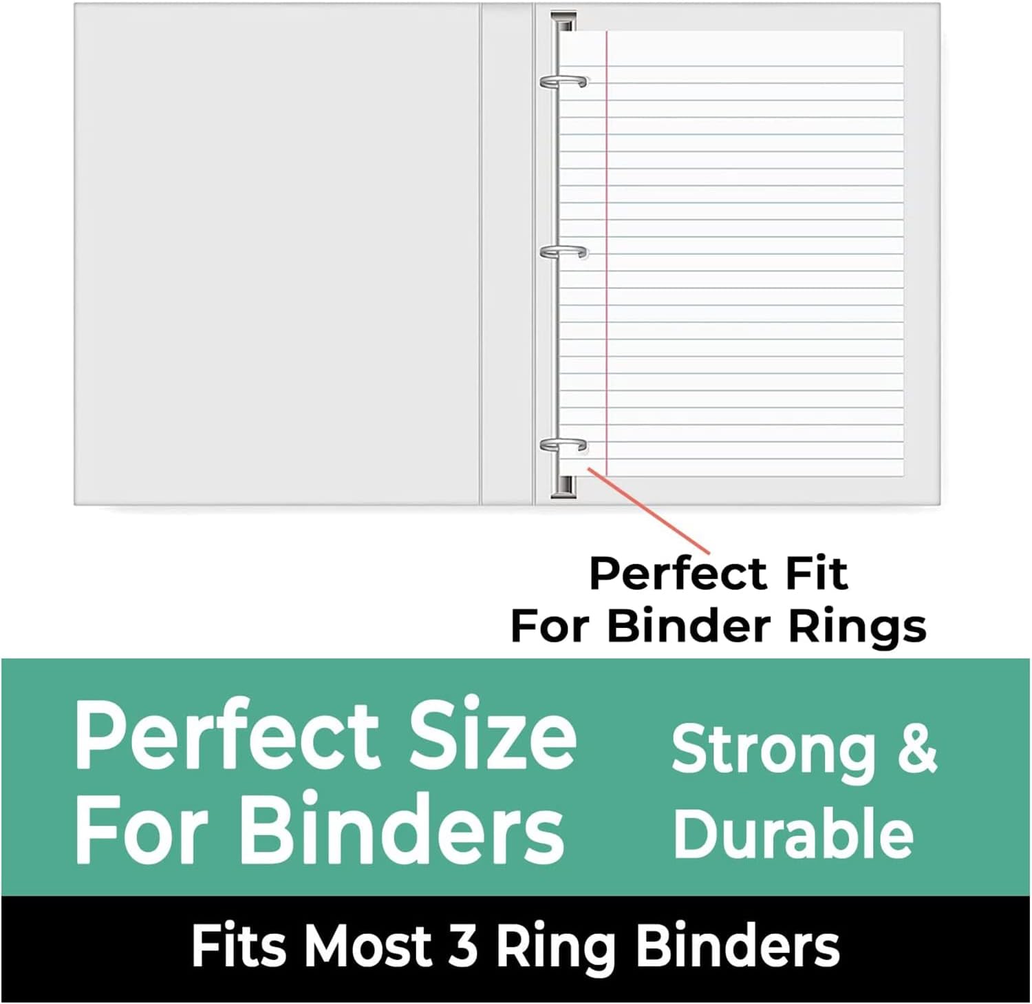 Rosmonde Loose Leaf Paper, 450 Sheets, 3 Pack, College Ruled Paper, 8" x 10.5", Bulk Office Filler Paper, 3 Hole Punched, 150 Sheets/Pack, 56 gsm Paper, College Ruled Notebook Paper for Binder, White | Bulk Office Filler Paper, 8" x 10.5", 3 Hole Punched,