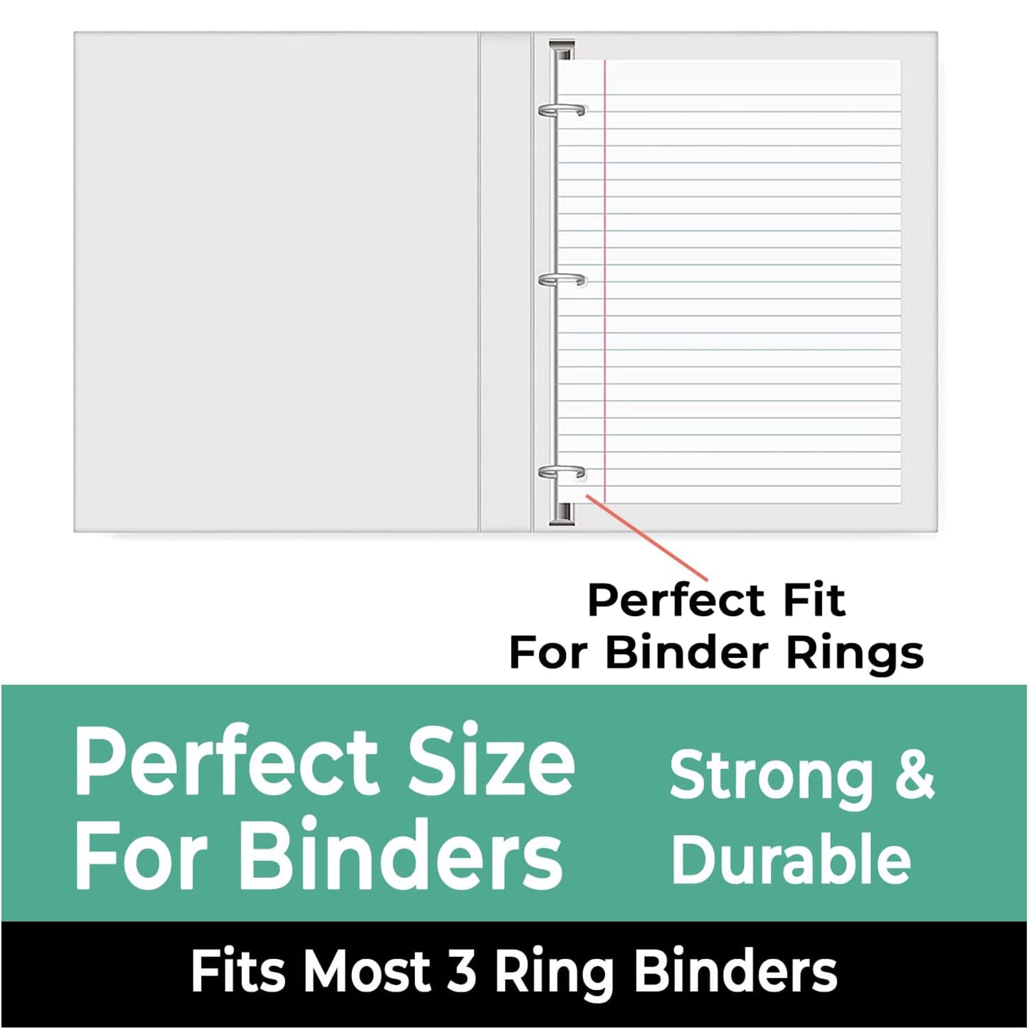 Rosmonde Loose Leaf Paper, 450 Sheets, 3 Pack, College Ruled Paper, 8" x 10.5", Bulk Office Filler Paper, 3 Hole Punched, 150 Sheets/Pack, 56 gsm Paper, College Ruled Notebook Paper for Binder, White | Bulk Office Filler Paper, 8" x 10.5", 3 Hole Punched,