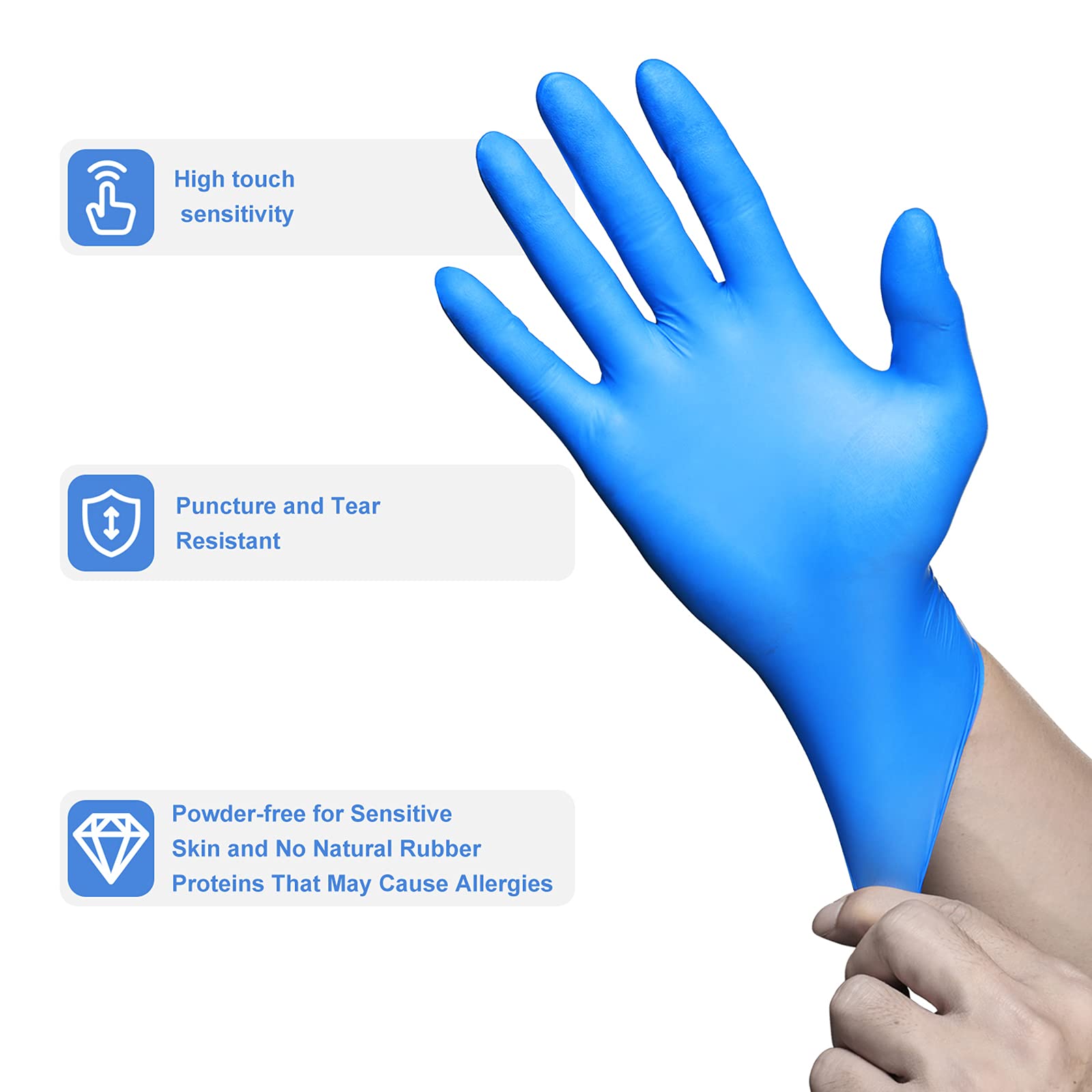 PEIPU Nitrile Disposable Gloves，Powder Free, Cleaning Service Gloves, Latex Free