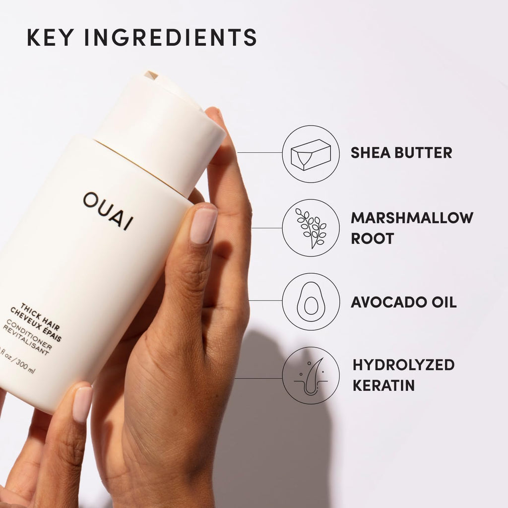 OUAI Fine Hair Conditioner - Volumizing Conditioner for Fine Hair Made with Keratin, Biotin and Chia Seed Oil - Adds Softness, Bounce and Volume - Free from Parabens, Sulfates, and Phthalates (10 Oz)