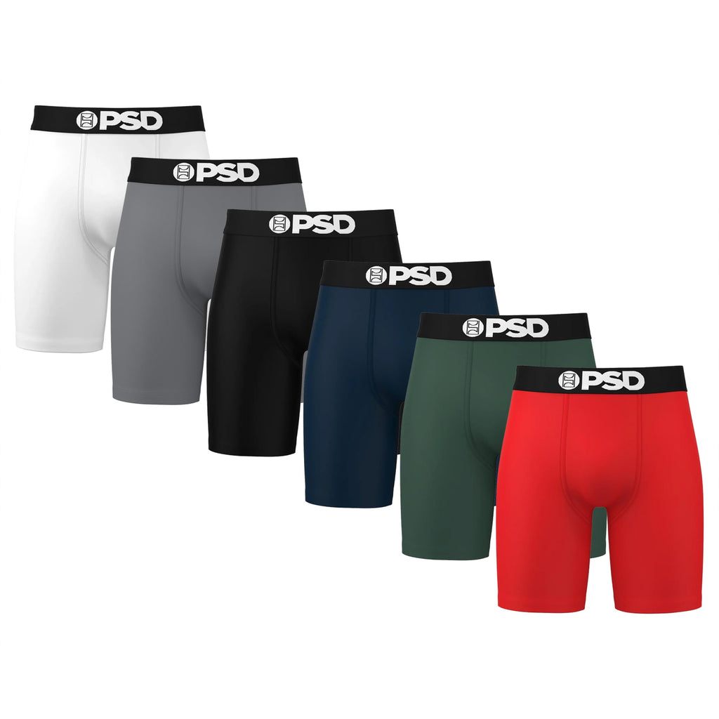 PSD Underwear Mens Boxer Briefs - 3 & 6 Pack, Mid & Standard Length, Soft & Breathable Boxer Briefs for Men