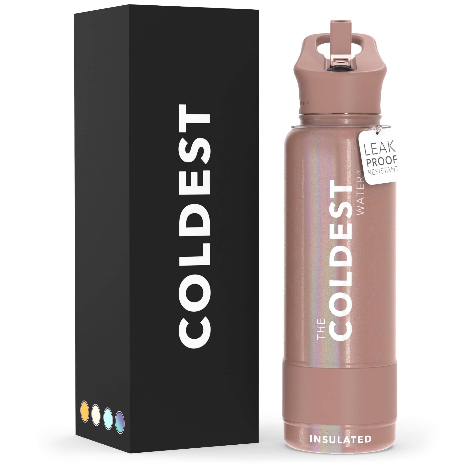 Coldest Insulated Water Bottle with Straw Lid - Stainless Steel Metal Insulated Bottle for Men & Women (Oceanic Green, 32 oz)