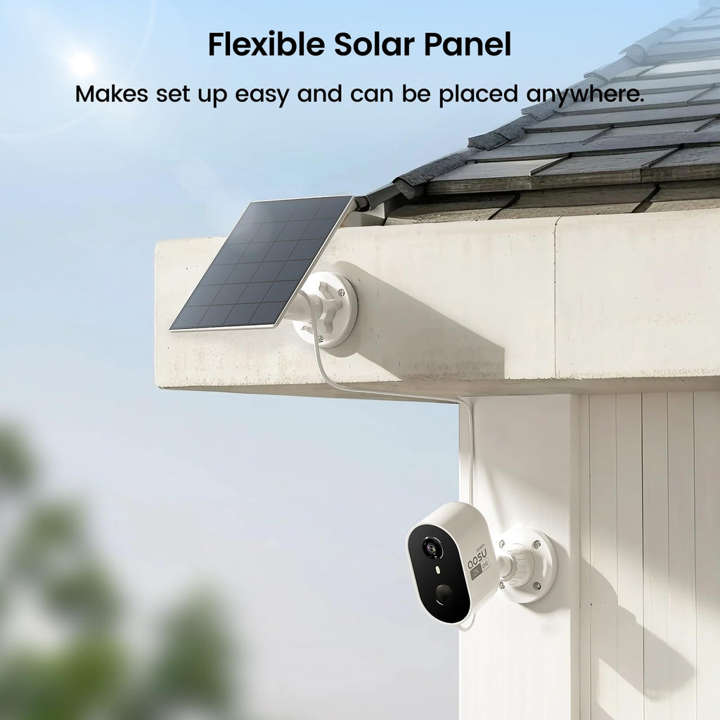 aosu Solar Security Cameras Wireless Outdoor, 2K HD Home Security Camera System, PIR + AI Human Detection, Color Night Vision, Easy to Set Up, Local Storage, No Subscription Required, 4-Cam Kit