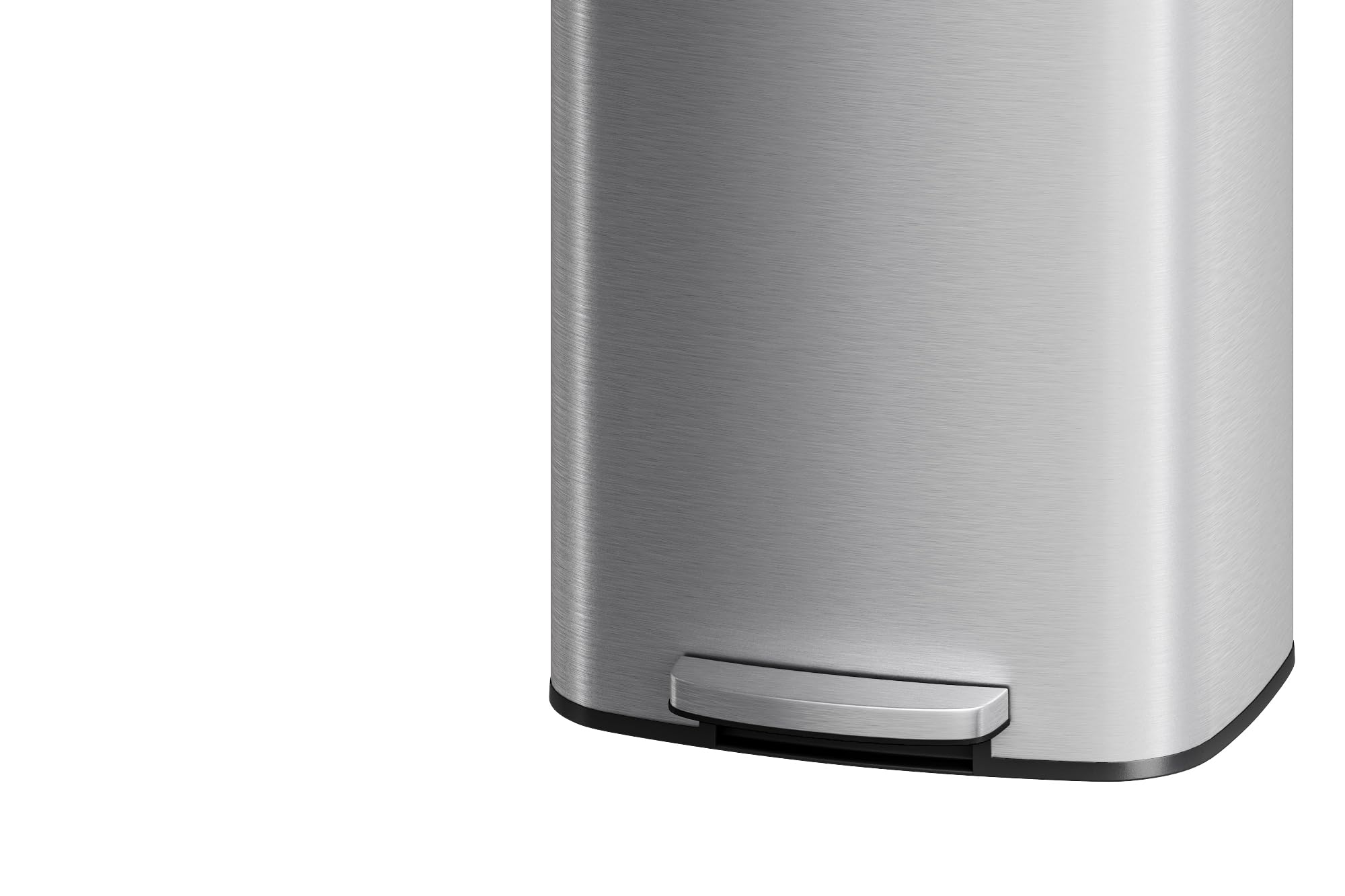 Garvee 13 gal / 50 L Stainless Steel Trash Can with Lid, Large Garbage Can for Kitchen, Rustproof Step-on Kitchen Metal Trash Bin with Liner Rim, Rear Handle, Soft Close Plastic Lid, Silver