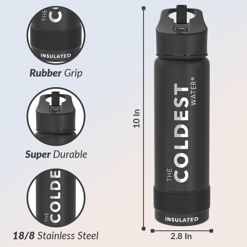 Coldest Insulated Water Bottle with Straw Lid - Stainless Steel Metal Insulated Bottle for Men & Women (Oceanic Green, 32 oz)