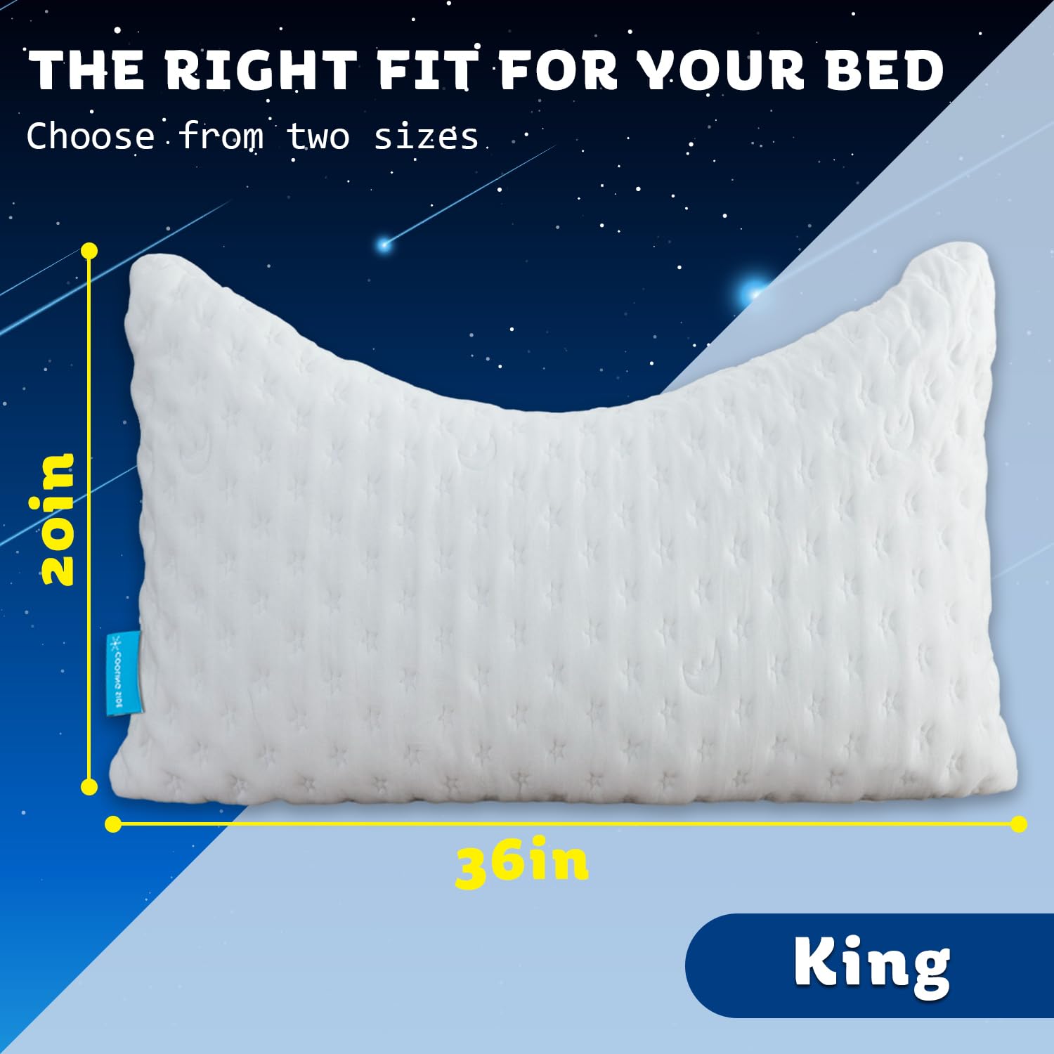 KUCEY Cooling Side Sleeper Pillow for Neck and Shoulder Pain, Luxury Shredded Memory Foam Curved Bed Pillows for Sleeping Set of 1- Adjustable Queen Size- Washable Cover Crescent White