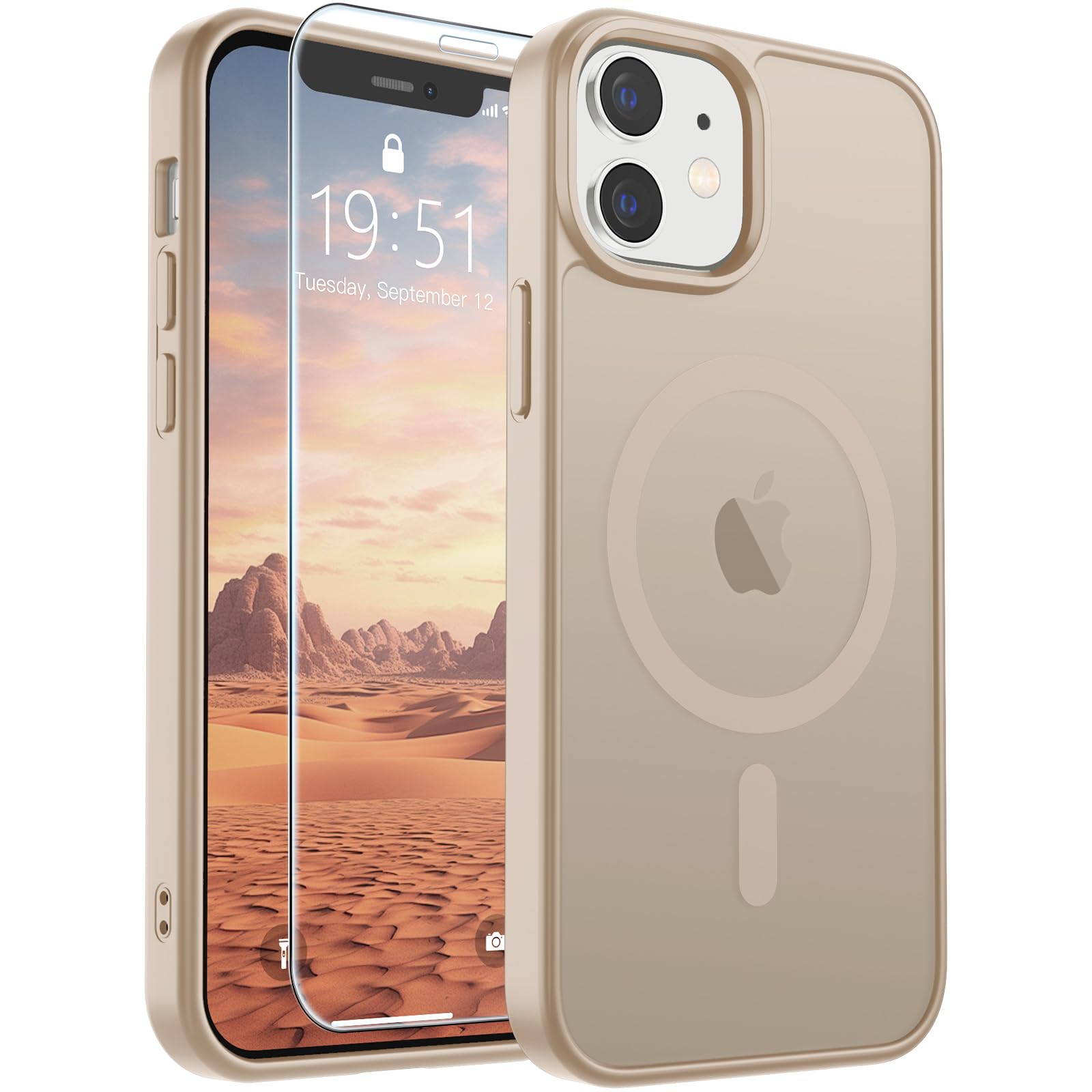 SUPFINE Magnetic for iPhone 17 Pro Max Case with Screen Protector (Compatible with MagSafe)(Military Grade Drop Protection) Translucent Matte Phone Cover,Dark Blue