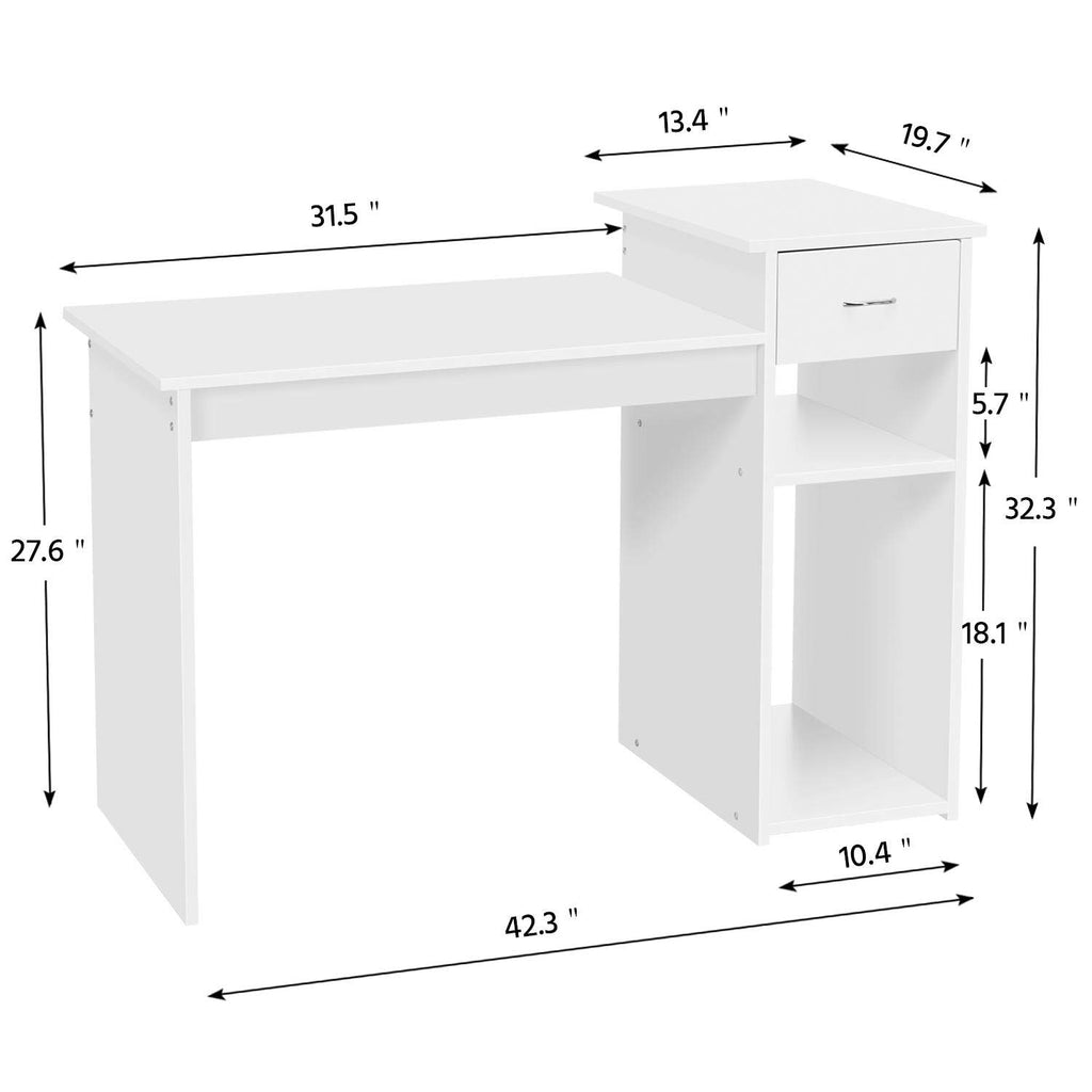 Yaheetech Black Computer Desk and Chair Set with Drawer, Shelves, Mesh Seat | Particle Board and MDF Build a Sturdy Desk with a Drawer and Elevated Platform, Paired with a Mesh Chair for Adults.