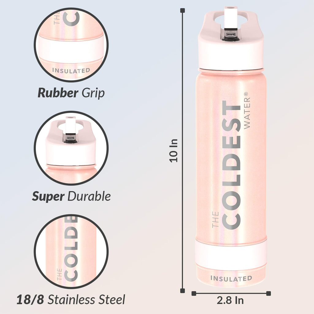 Coldest Insulated Water Bottle with Straw Lid - Stainless Steel Metal Insulated Bottle for Men & Women (Oceanic Green, 32 oz)