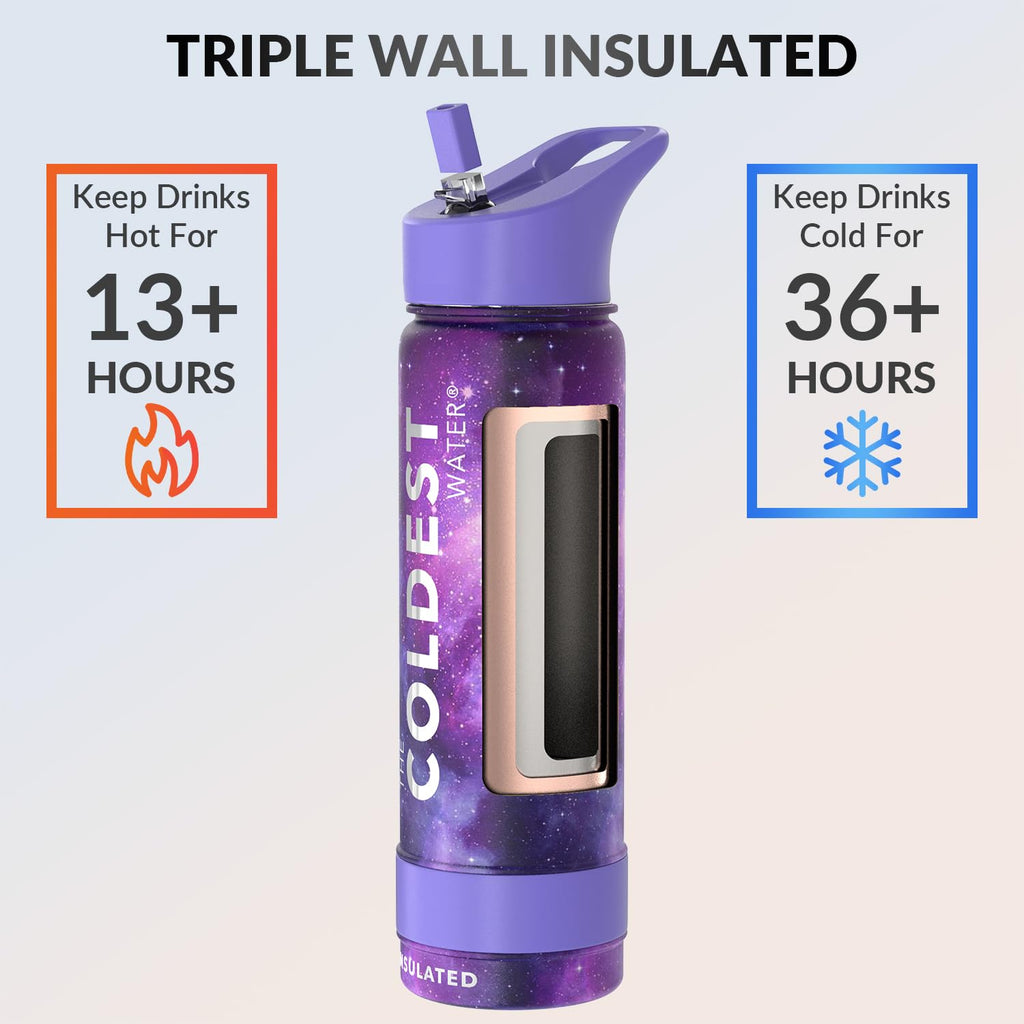 Coldest Insulated Water Bottle with Straw Lid - Stainless Steel Metal Insulated Bottle for Men & Women (Oceanic Green, 32 oz)